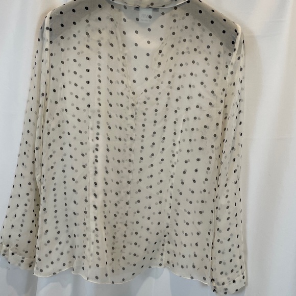 Bryan Emerson white with black polka dot ruffle Silk blouse medium - Picture 4 of 8